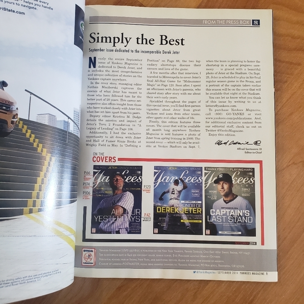 Yankees Magazine Derek Jeter Special Commemorative Cover Vol. 35-7 Core 4 Poster - Picture 6 of 15